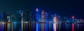 Doha skyline with many towers during the night Royalty Free Stock Photo