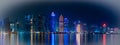 Doha skyline with many towers during the night Royalty Free Stock Photo