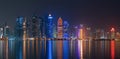 Doha skyline with many towers during the night Royalty Free Stock Photo