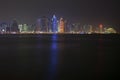 Doha skyline at night. Qatar