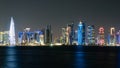 Doha Skyline at night. Qatar. Doha Cityscape Royalty Free Stock Photo