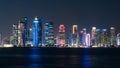 Doha Skyline at night. Qatar. Doha Cityscape Royalty Free Stock Photo