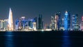 Doha Skyline at night. Qatar. Doha Cityscape Royalty Free Stock Photo