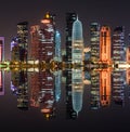 Doha skyline at night, Qatar, Middle East