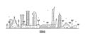 Doha skyline Qatar city buildings vector linear