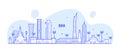 Doha skyline Qatar city buildings vector linear