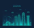 Doha skyline silhouette illustration linear style