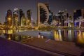 Doha skyline in west bay area night shot taken from the Sheraton park