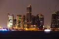 Doha skyscraper with picture of Emir Tamim of Qatar