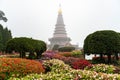 The beautiful flowers garden on Doi Inthanon 2,565 metres the highest mountains peak in Thailand during the winter season.