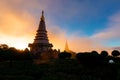 Doi Inthanon National Park in Thailand. Sunrise at the famous Pagode. Daytrip from Chiang Mai