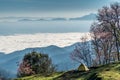 Doi Luang High mountain with bright blue sky