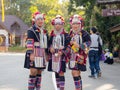 Portrait of group beautiful asian lady Akha tribe in Chiang rai,Thailand