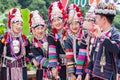 Portrait of beautiful group asian lady Akha tribe.