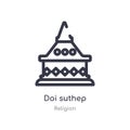 doi suthep outline icon. isolated line vector illustration from religion collection. editable thin stroke doi suthep icon on white