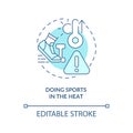Doing sports in heat concept icon