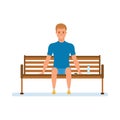 Athlete, rests, sit on bench in park, drinks water, relaxes.