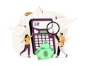 Doing taxes accounting and annual financial paperwork tiny person concept. Money fee calculation and report submit. Royalty Free Stock Photo