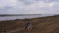 Tourist cycling in nature near rio