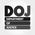 DOJ - Department of Justice acronym, concept background Royalty Free Stock Photo