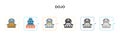 Dojo vector icon in 6 different modern styles. Black, two colored dojo icons designed in filled, outline, line and stroke style.