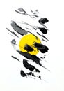 Black and yellow abstract painting white background. Black and yellow abstract painting Royalty Free Stock Photo