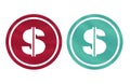 Dolar icon symbol red and green with texture Royalty Free Stock Photo