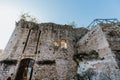 Dolceacqua medieval castle fortress ruins in Dolceacqua, walls and sky perspective, Italy