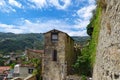 Dolceaqua - Scenic view of famous Castle Castello dei doria and ancient roman bridge ponte vecchio in Liguria