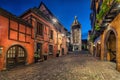 Dolder Tower and traditional houses in Riquewihr, France Royalty Free Stock Photo