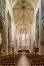 View at the interior of Church of Notre Dame in Dole town - France