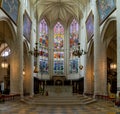 Interior view of the altar and central nave of the Collegiale Notre Dame church in Dole