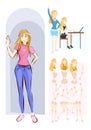 Blonde girl character, body kit, different parts of body different angles