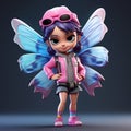 Urban Chic: Photorealistic 3d Cartoon Butterfly In Pink Sunglasses