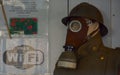 Doll with ancient gas mask from ww II
