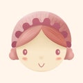 Doll Cute Head Cartoon Design Vector