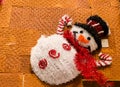 Doll fabric of santa in snow