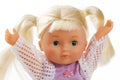 Doll with light hair on white background