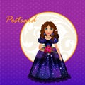 Doll Princess in blue evening dress