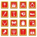 Doll princess items icons set red