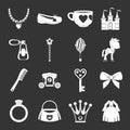 Doll princess items icons set grey vector Royalty Free Stock Photo