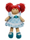 Doll ragdoll red hair cute smiling standing isolated on white