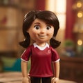 Realistic Toy Nancy Doll With Dark Hair In Maroon Soccer Uniform