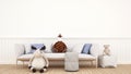 Doll reindeer bear and giraffe in kid room or living room - 3D rendering