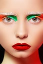 Doll style, model with bright creative make-up Royalty Free Stock Photo