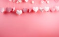 Doll style pink background with hanging hand made hearts Royalty Free Stock Photo
