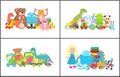 Doll and Teddy Bear Collection Vector Illustration Royalty Free Stock Photo