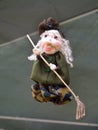Doll Witch (Baba Yaga) with a broom Royalty Free Stock Photo