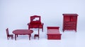 doll wooden mahogany furniture on a white background,