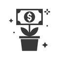 Dolla bill tree icon, business and investment concept Royalty Free Stock Photo